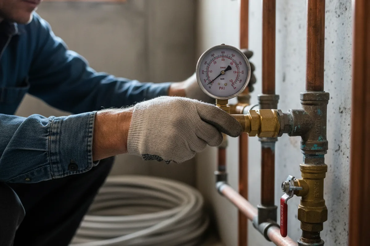Pressure testing a repaired line during Water Line Repair in Carson